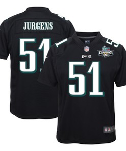 Cam Jurgens 51 Philadelphia Eagles Super Bowl LVII Champions 2 Stars Youth Game Jersey - Black
