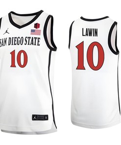 Cam Lawin 10 San Diego State Aztecs 2023 Basketball Jersey MW Logo- Men White