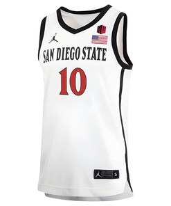 Cam Lawin 10 San Diego State Aztecs 2023 Basketball Jersey MW Logo- Men White