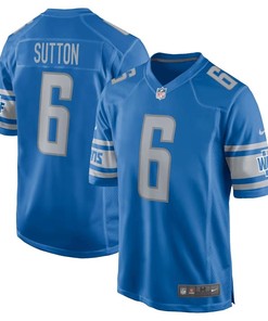 Cam Sutton 6 Detroit Lions Men Game Jersey - Blue