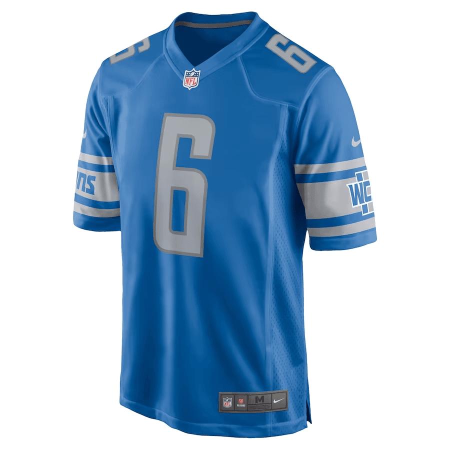 Cam Sutton 6 Detroit Lions Men Game Jersey - Blue