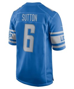 Cam Sutton 6 Detroit Lions Men Game Jersey - Blue