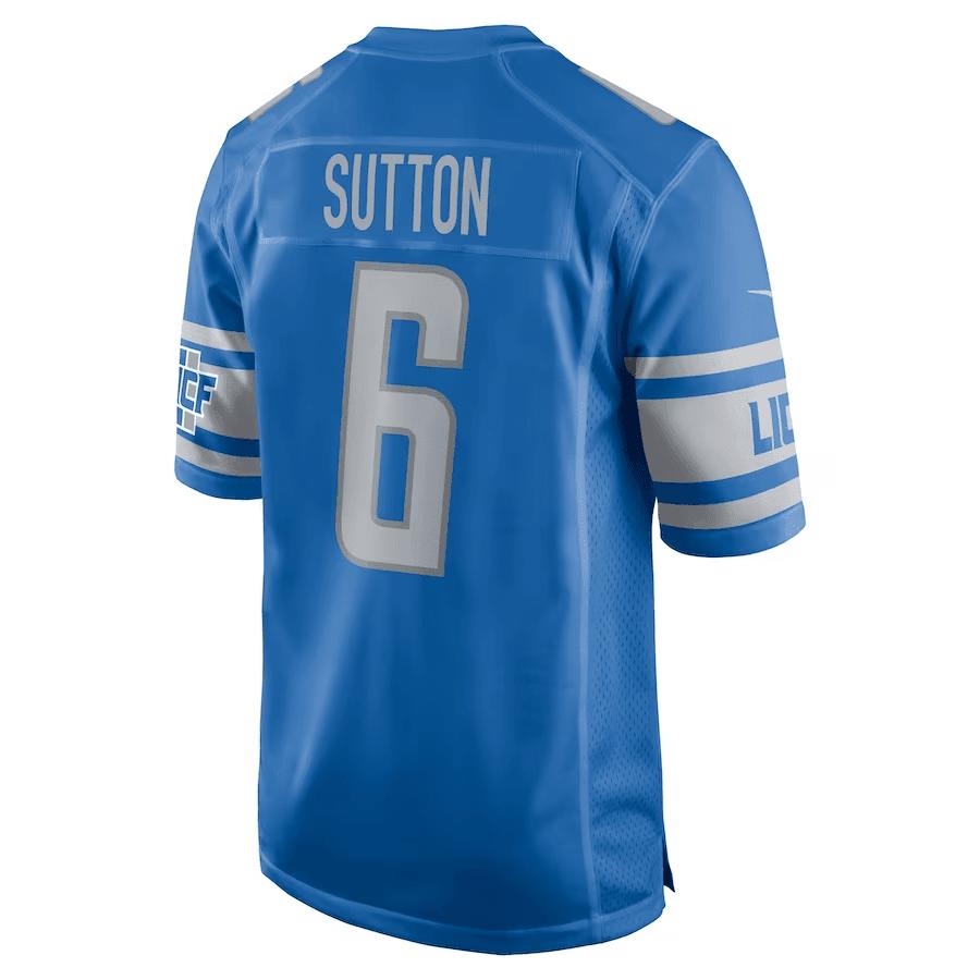 Cam Sutton 6 Detroit Lions Men Game Jersey - Blue