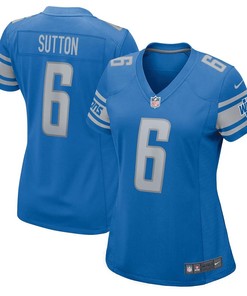 Cam Sutton 6 Detroit Lions Women Game Jersey - Blue