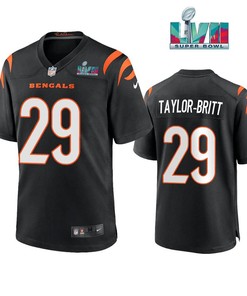 Cam Taylor Britt 29 Cincinnati Bengals Super Bowl LVII Men Game Jersey- Black