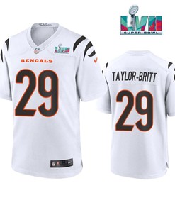 Cam Taylor Britt 29 Cincinnati Bengals Super Bowl LVII Men Game Jersey- White