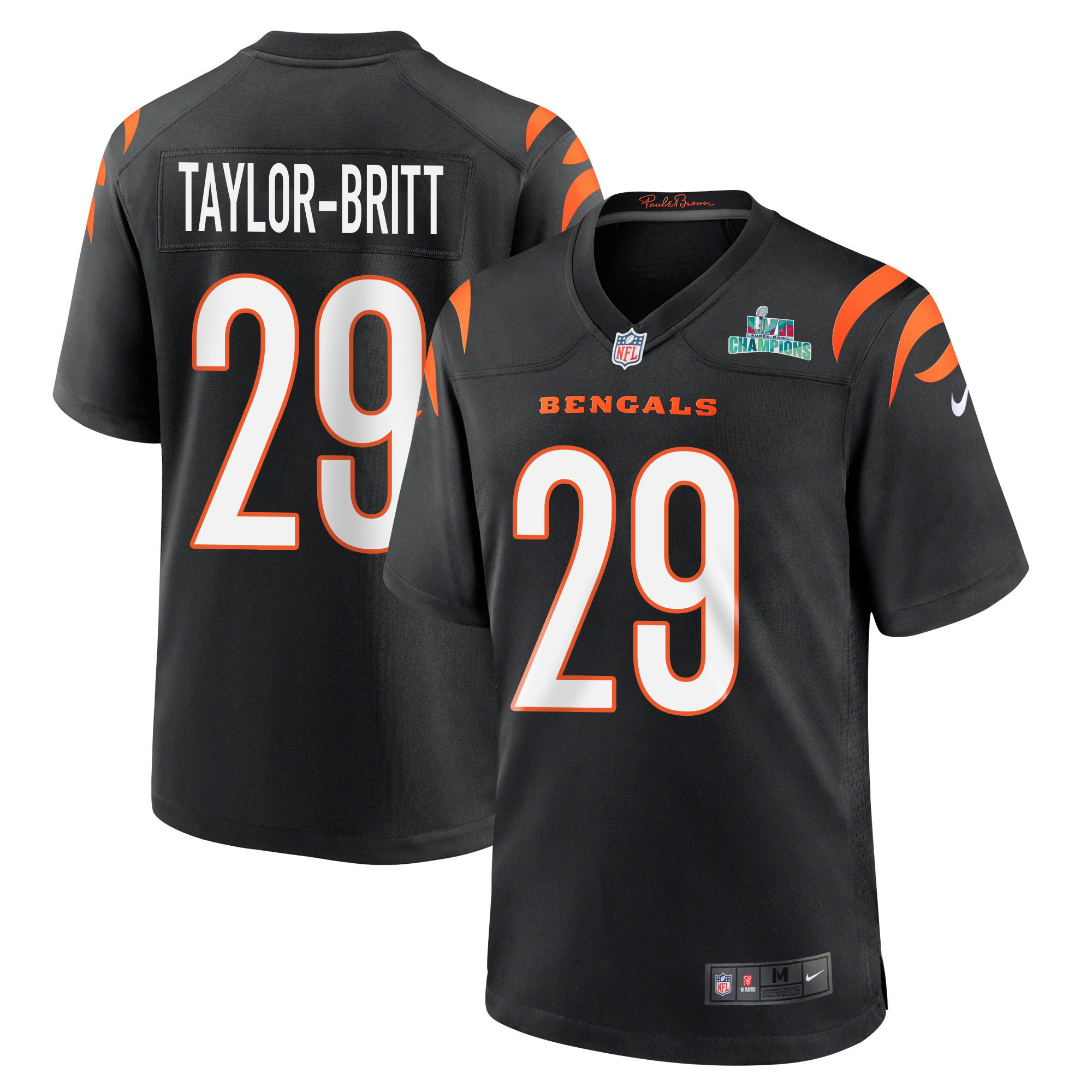 Cam Taylor-Britt 29 Cincinnati Bengals Super Bowl LVII Champions Men Game Jersey - Black