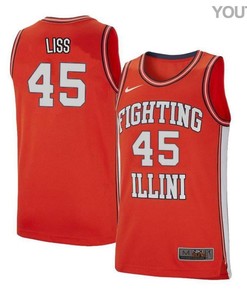 Cameron Liss 45 Illinois Fighting Illini Retro Elite Basketball Youth Jersey - Orange