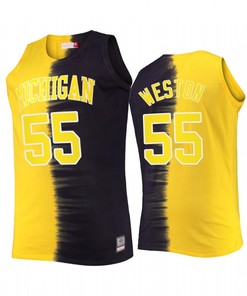 Cameron Weston 55 Michigan Wolverines Navy Maize Jersey Classic Tie-Dye Color Crash
