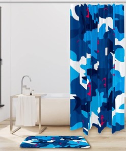 Camouflage Ocean Shark Anchor Shower Curtain for Bathroom