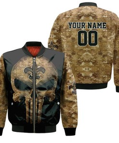 Camouflage Skull New Orleans Saints American Flag 3D Personalized Bomber Jacket