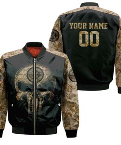 Camouflage Skull Pittsburgh Steelers American Flag 3D Personalized Bomber Jacket