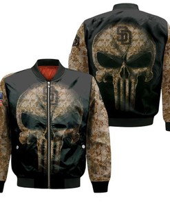 Camouflage Skull San Diego Padres American Flag Bomber Jacket