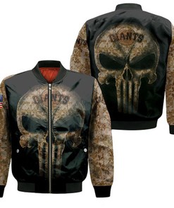 Camouflage Skull San Francisco Giants American Flag Bomber Jacket