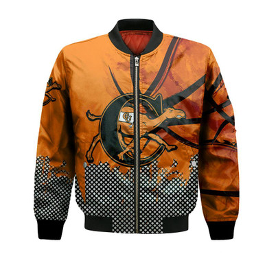 Campbell Fighting Camels Bomber Jacket Basketball Net Grunge Pattern- NCAA
