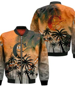Campbell Fighting Camels Bomber Jacket Coconut Tree Tropical Grunge - NCAA
