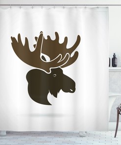 Canadian Deer Head Animal Print Shower Curtain for Bathroom