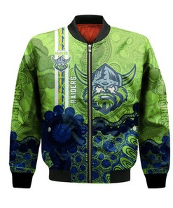 Canberra Raiders Aboriginal Bomber Jacket Rugby Indigenous Kangaroo Tracks - NRL