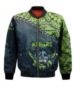 Canberra Raiders Bomber Jacket Grunge Polynesian Tattoo - NRL