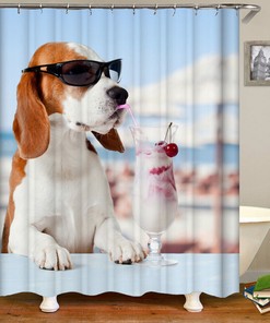 Canine Cuteness - 3D Pet Puppy Dog Animals Bathroom shower curtain - Waterproof for Bathroom Decor