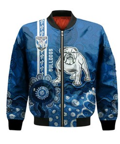 Canterbury-Bankstown Bulldogs Aboriginal Bomber Jacket Rugby Indigenous Kangaroo Tracks - NRL