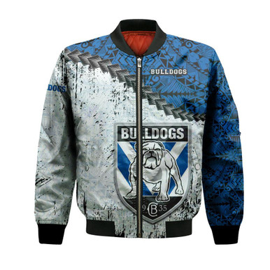 Canterbury-Bankstown Bulldogs Bomber Jacket Grunge Polynesian Tattoo - NRL