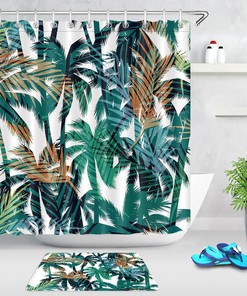 Canvas Tropical Paradise Shower Curtain - Abstract Design with Modern Fabric for Christmas Gifts 