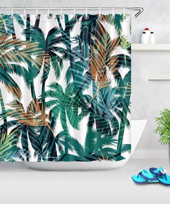 Canvas Tropical Paradise Shower Curtain - Abstract Design with Modern Fabric for Christmas Gifts