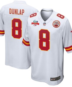 Carlos Dunlap 8 Kansas City Chiefs Super Bowl LVII Champions 3 Stars Men Game Jersey - White
