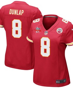 Carlos Dunlap 8 Kansas City Chiefs Super Bowl LVII Champions 3 Stars Women Game Jersey - Red