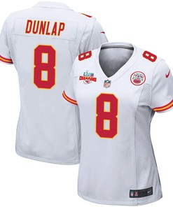 Carlos Dunlap 8 Kansas City Chiefs Super Bowl LVII Champions 3 Stars Women Game Jersey - White
