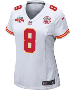 Carlos Dunlap 8 Kansas City Chiefs Super Bowl LVII Champions 3 Stars Women Game Jersey - White