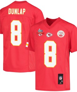 Carlos Dunlap 8 Kansas City Chiefs Super Bowl LVII Champions 3 Stars Youth Game Jersey - Red