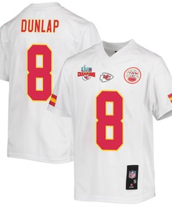 Carlos Dunlap 8 Kansas City Chiefs Super Bowl LVII Champions 3 Stars Youth Game Jersey - White