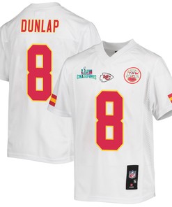Carlos Dunlap 8 Kansas City Chiefs Super Bowl LVII Champions Youth Game Jersey - White