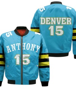 Carmelo Anthony Denver Nuggets 2003-04 Hardwood Classics Light Blue Jersey Bomber Jacket