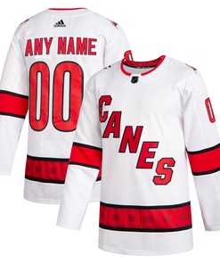 Carolina Hurricanes Adidas 2020/21 Away Custom Authentic Jersey - White Custom Jerseys Nhl