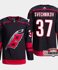 Carolina Hurricanes Andrei Svechnikov 37 Black 25th Anniversary 2022-23 Home Jersey