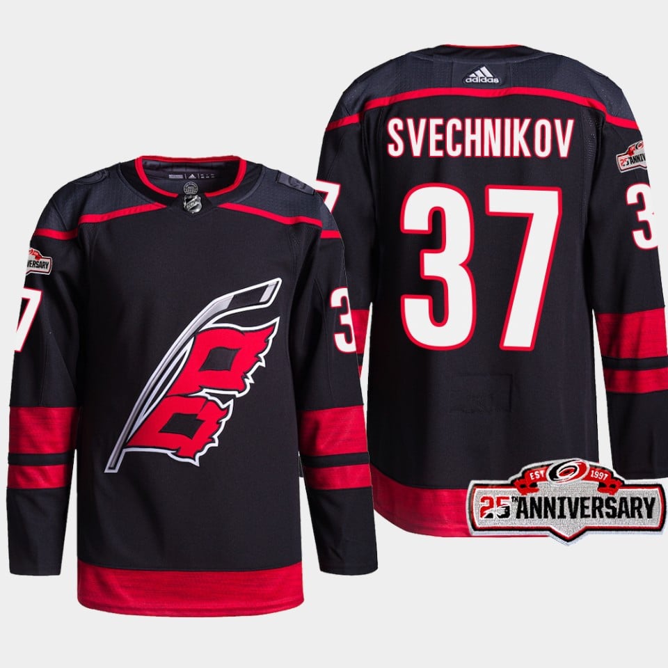 Carolina Hurricanes Andrei Svechnikov 37 Black 25th Anniversary 2022-23 Home Jersey