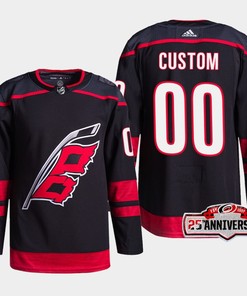 Carolina Hurricanes Custom 00 Black 25th Anniversary 2022-23 Home Jersey