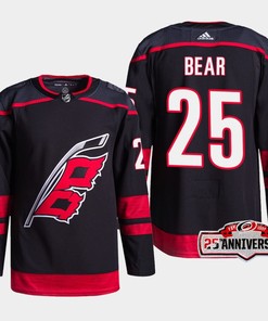 Carolina Hurricanes Ethan Bear 25 Black 25th Anniversary 2022-23 Home Jersey