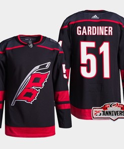 Carolina Hurricanes Jake Gardiner 51 Black 25th Anniversary 2022-23 Home Jersey