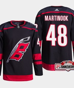 Carolina Hurricanes Jordan Martinook 48 Black 25th Anniversary 2022-23 Home Jersey