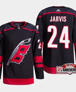 Carolina Hurricanes Seth Jarvis 24 Black 25th Anniversary 2022-23 Home Jersey