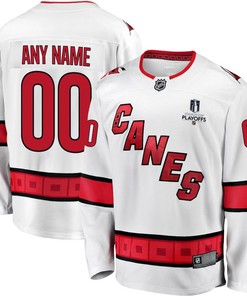 Carolina Hurricanes Stanley Cup 2023 Playoffs Patch Away Breakaway Custom Men Jersey - White