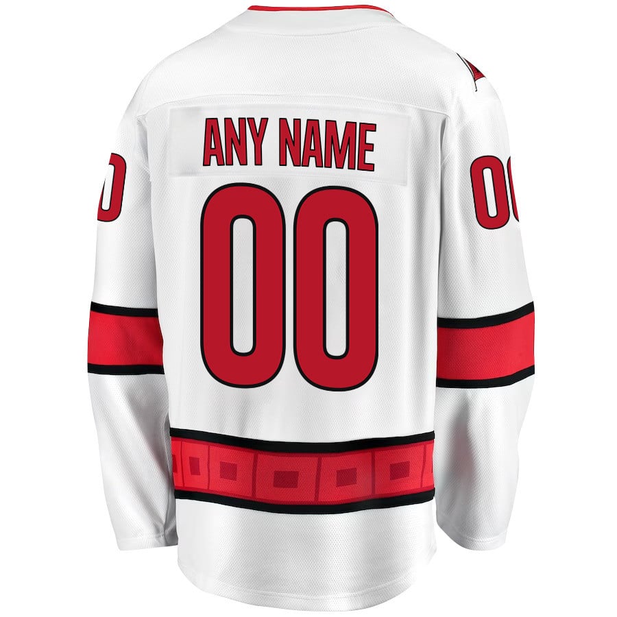 Carolina Hurricanes Stanley Cup 2023 Playoffs Patch Away Breakaway Custom Men Jersey - White
