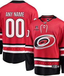 Carolina Hurricanes Stanley Cup 2023 Playoffs Patch Home Breakaway Custom Men Jersey - Red