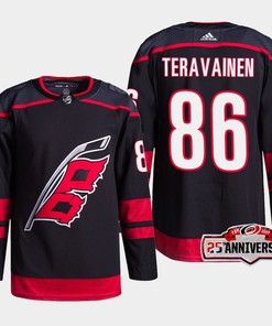 Carolina Hurricanes Teuvo Teravainen 86 Black 25th Anniversary 2022-23 Home Jersey