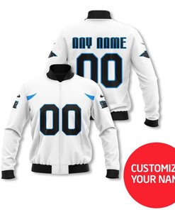 Carolina Panthers #00 Personalized White Jersey Style Gift With Custom Number Name For Panthers Fans Bomber Jacket