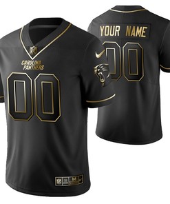 Carolina Panthers 2021 Nfl Golden Brandedition Black Jersey Gift With Custom Name Number For Panthers Fans